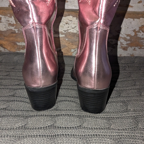Women's Pink Metallic Cowboy Boots Size 8 - Picture 7 of 8